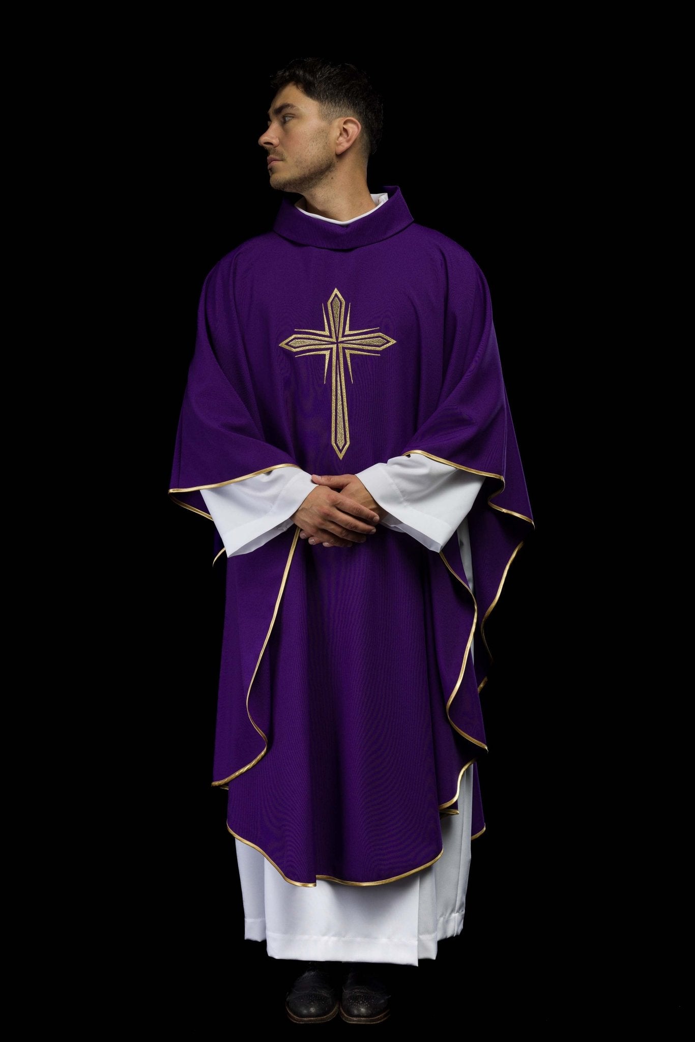 Casula Viola con ricamo della Croce KOR/037/03/12 FIOLET - PERILPRETE.IT