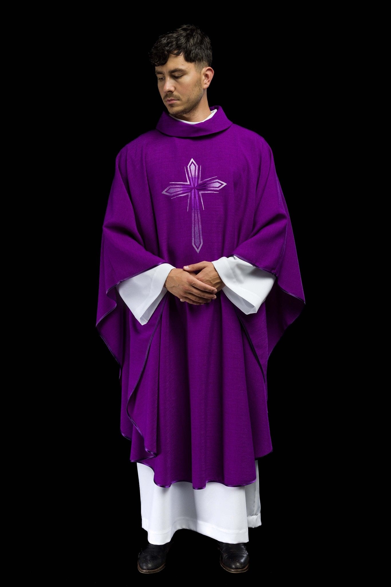 Casula Viola ricamo Croce HA7034-03 FIOLET - PERILPRETE.IT