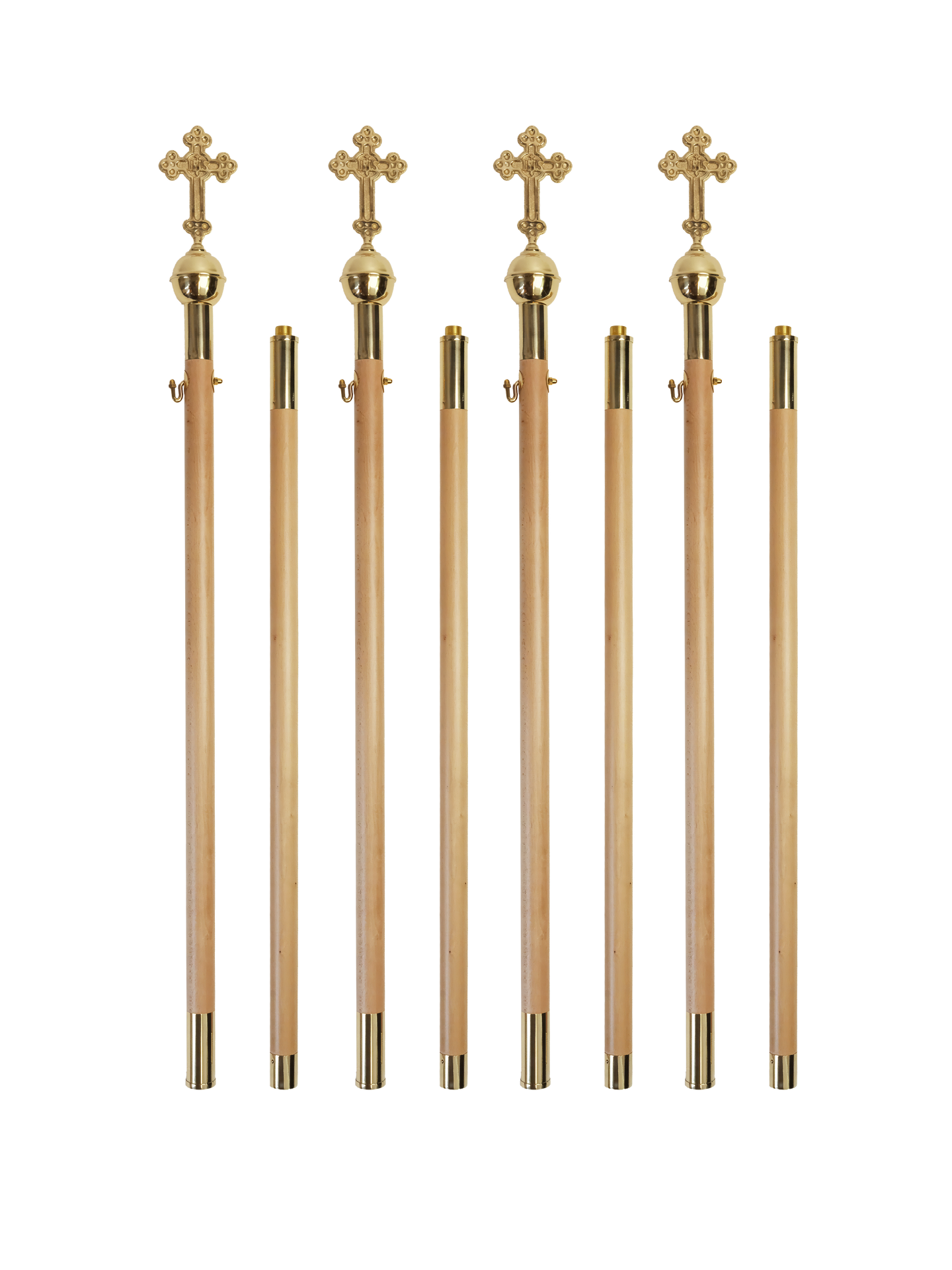 Asta per baldacchino in legno chiaro, 4 pezzi