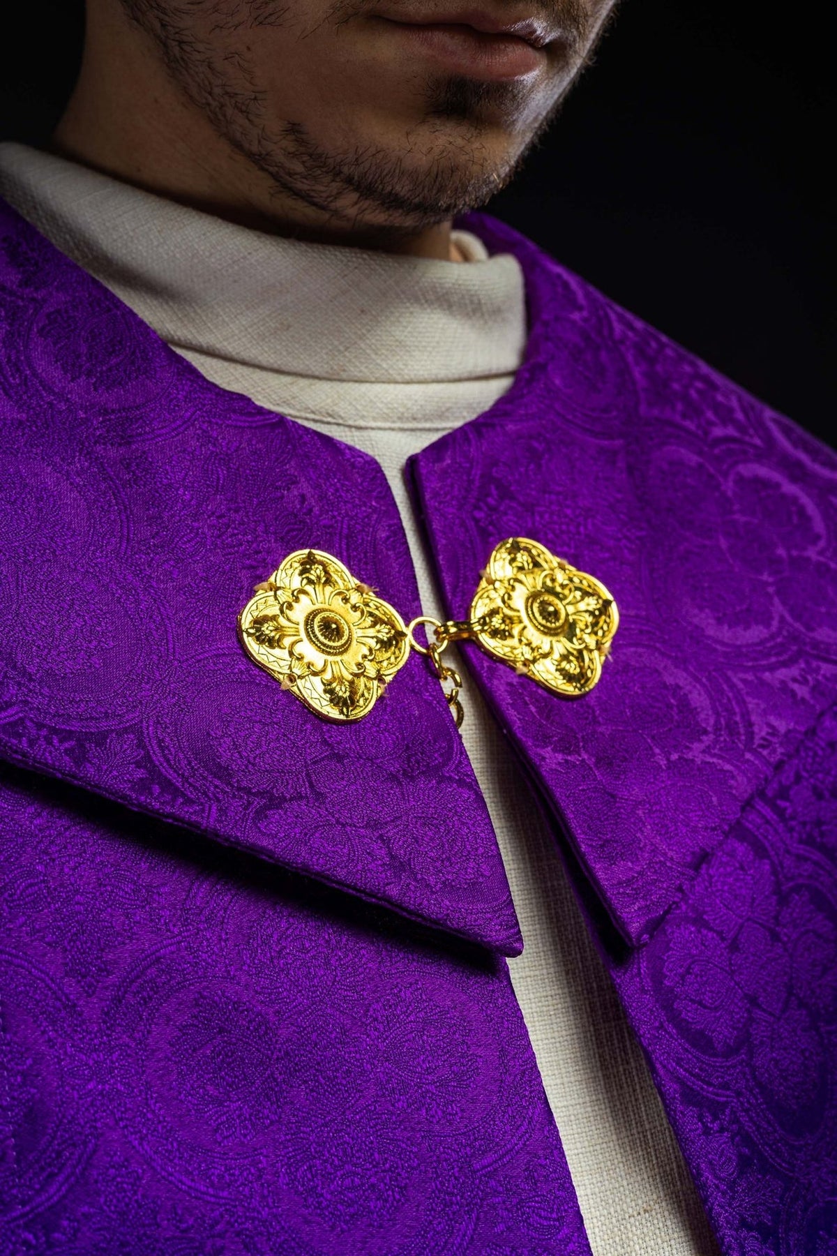 Kapa liturgiczna żakardowa fioletowa