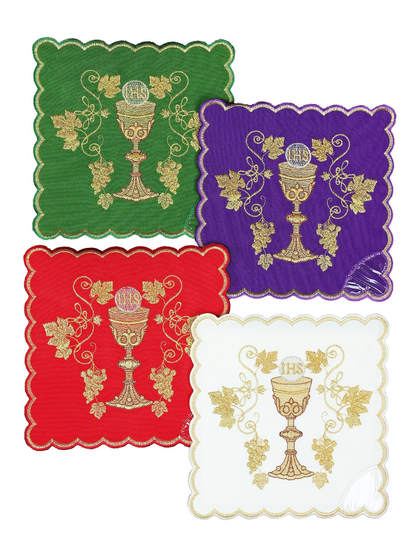 Set di palle da calice con simbolo del calice in quattro colori liturgici