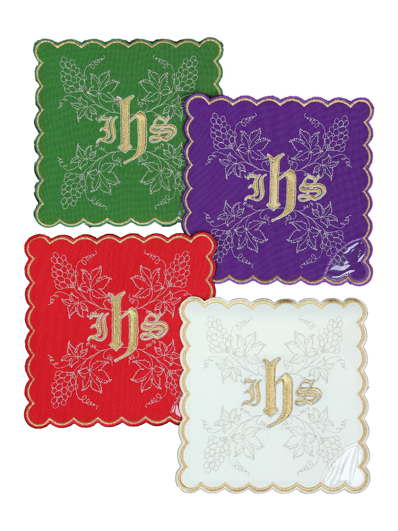 Set di palle da calice con simbolo IHS in quattro colori liturgici