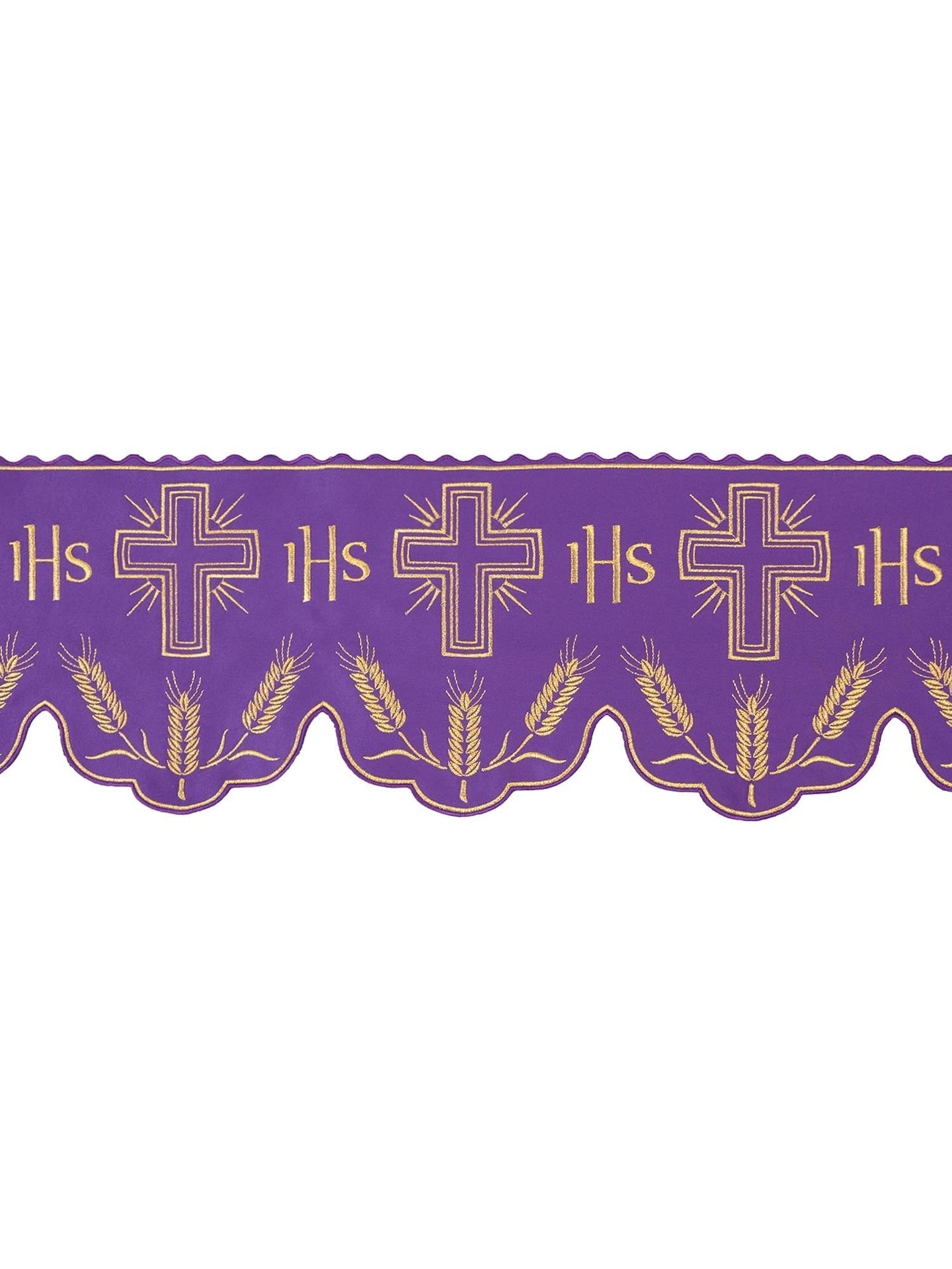Metraż z monogramem IHS w kolorze czerwonym motywem krzyża
