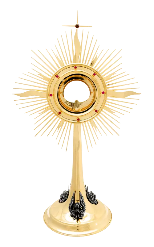 Monstrancja wykonana z Mosiądzu pozłacana - ORNATY.PL