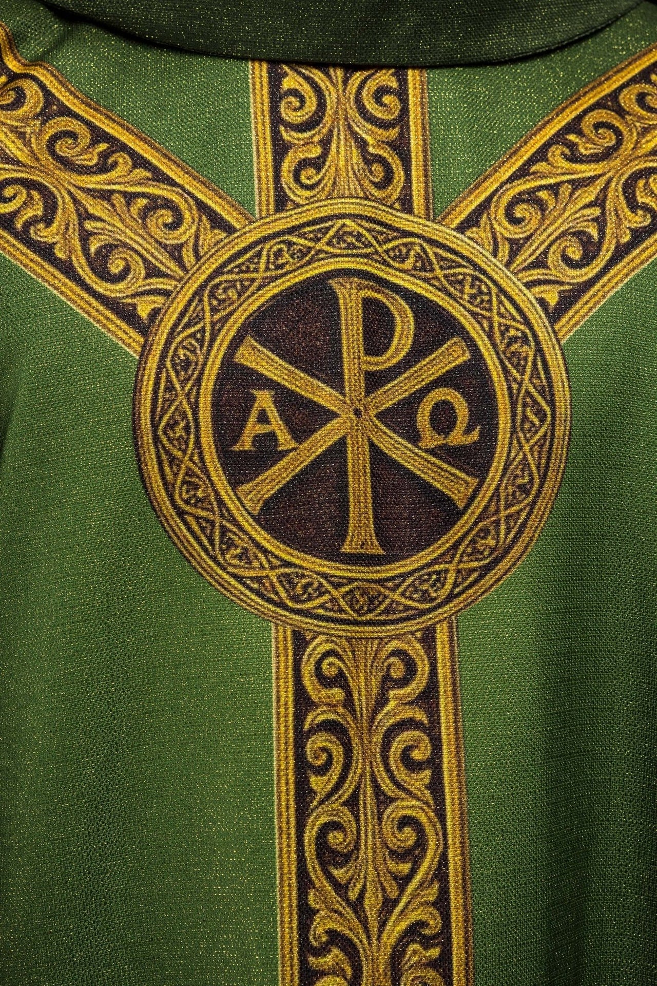Ornat drukowany Pax zielony z bogatym złotym zdobieniem