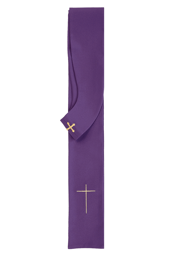 Casula ricamata Croce Viola Strisce Decorative