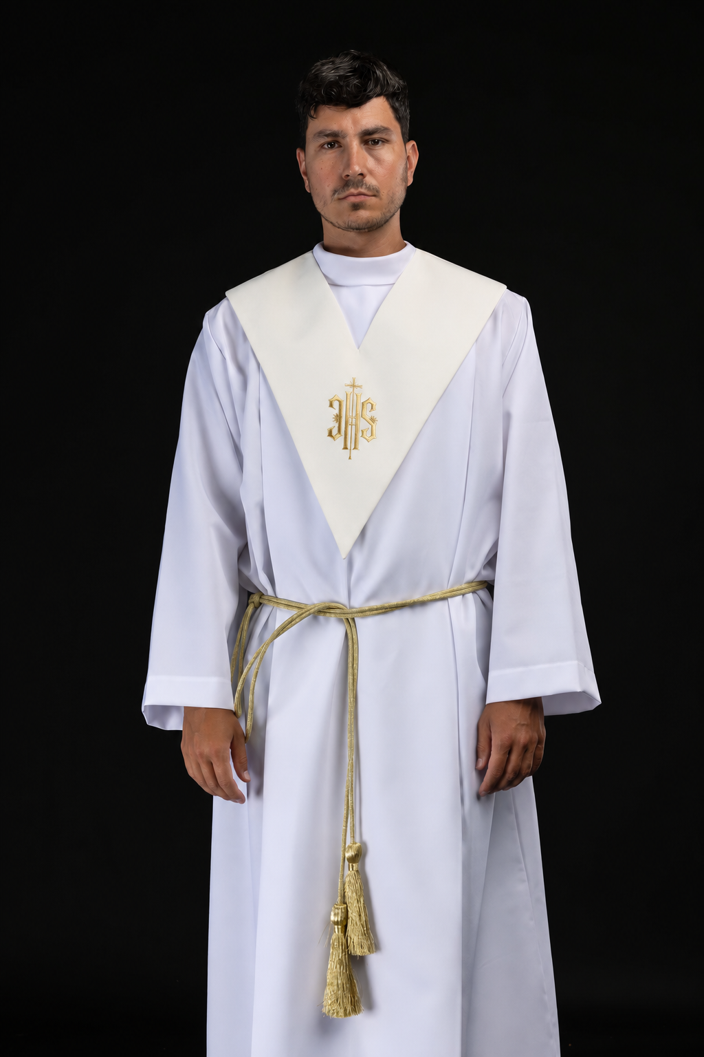 Palliotto da lettore color avorio con ricamo IHS