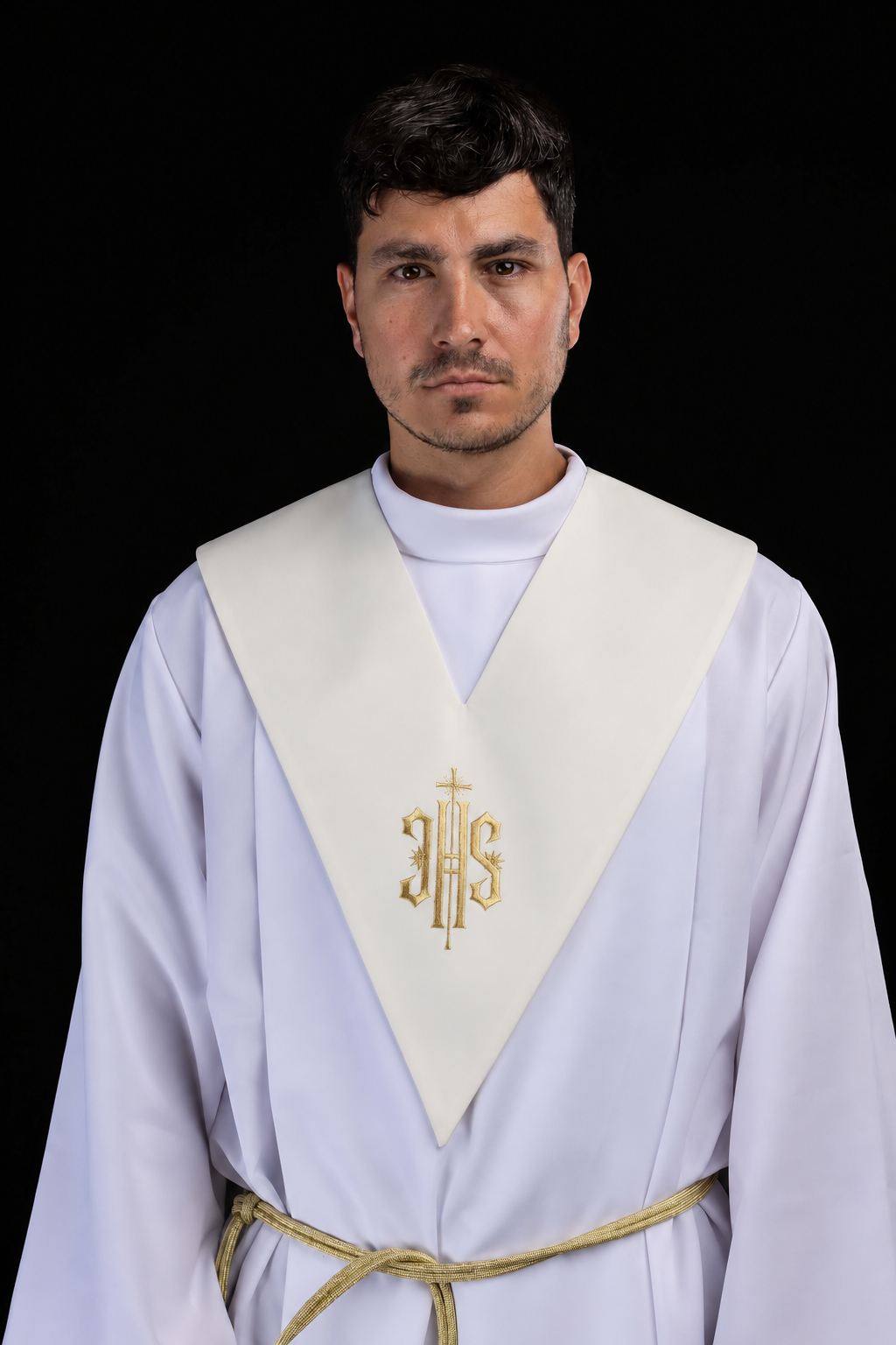 Palliotto da lettore color avorio con ricamo IHS