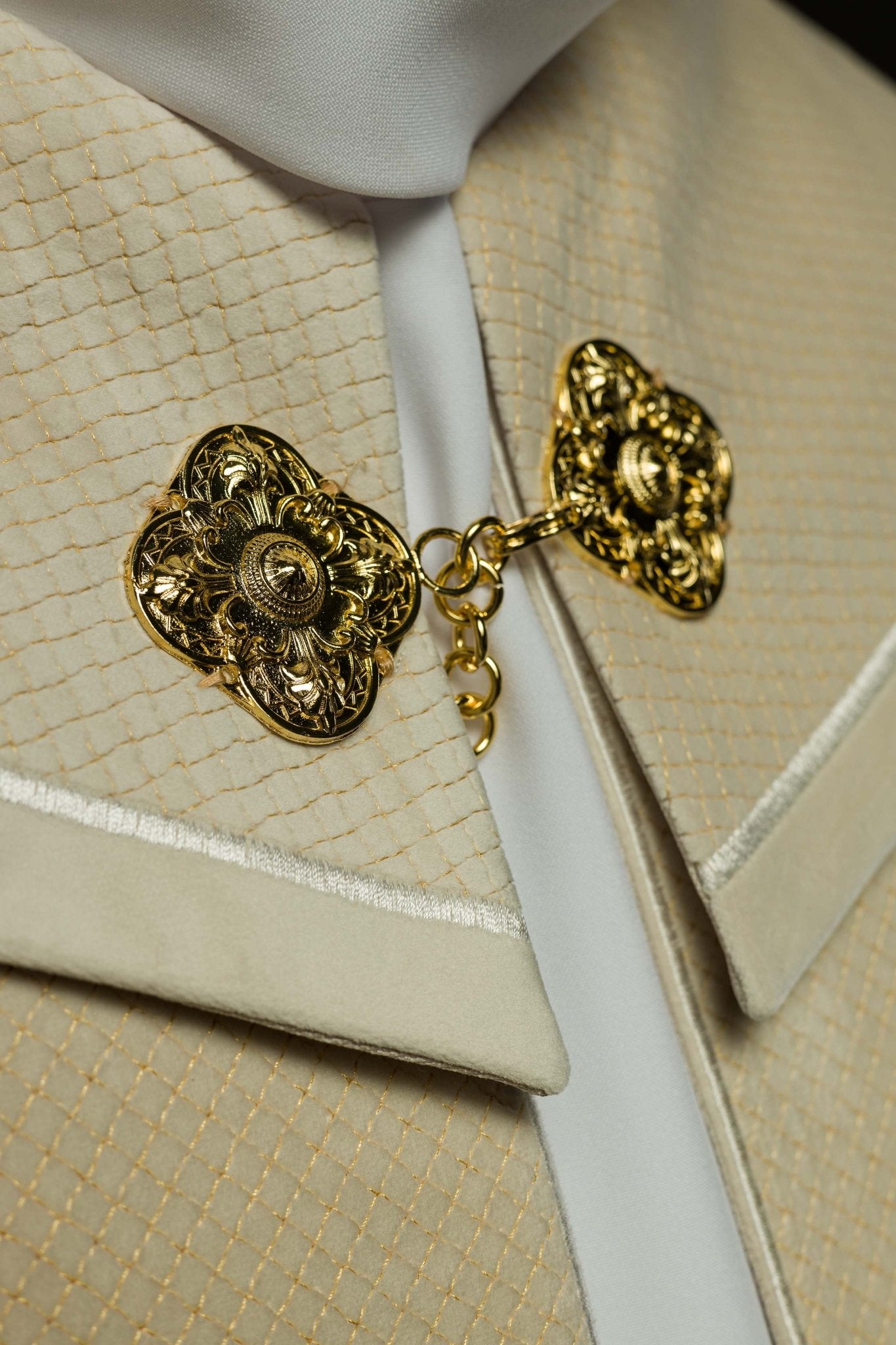 Piviale liturgico con banda in velluto écru e ricamo di croci LE/3029/05 145 cm - PERILPRETE.IT