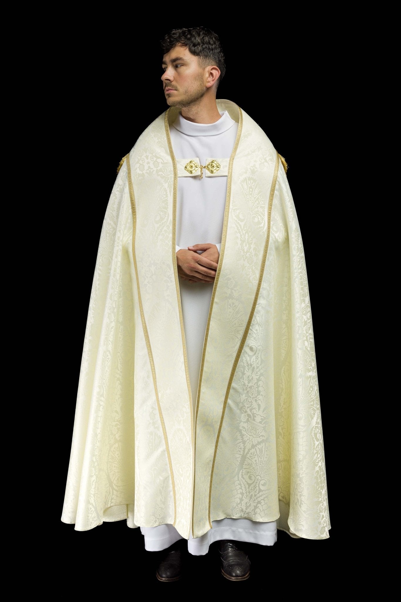 Piviale romana in jacquard liscia color ecru KKP/159/05/83 150cm - PERILPRETE.IT