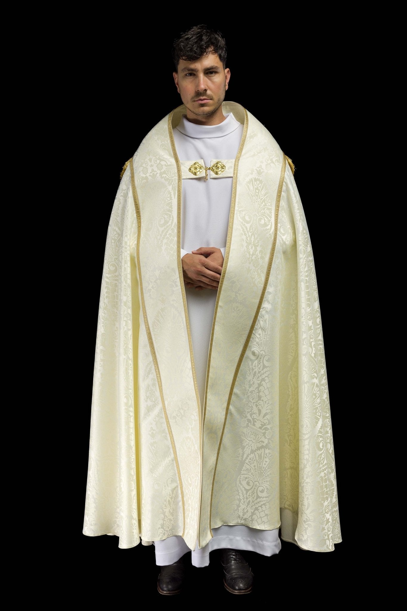 Piviale romana in jacquard liscia color ecru KKP/159/05/83 150cm - PERILPRETE.IT