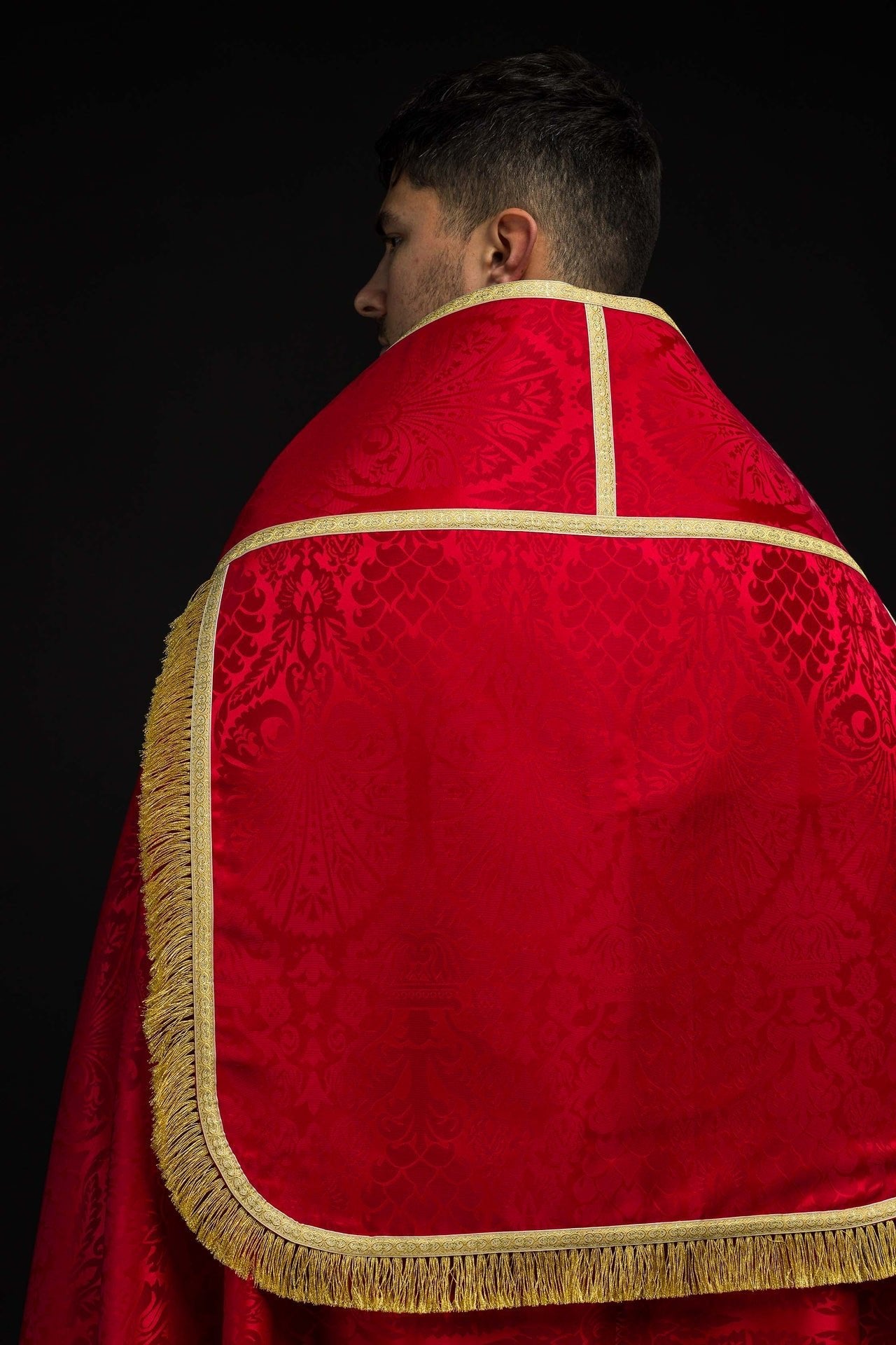 Piviale romano in tessuto jacquard – Rosso KKP/159/02/83 145cm - PERILPRETE.IT