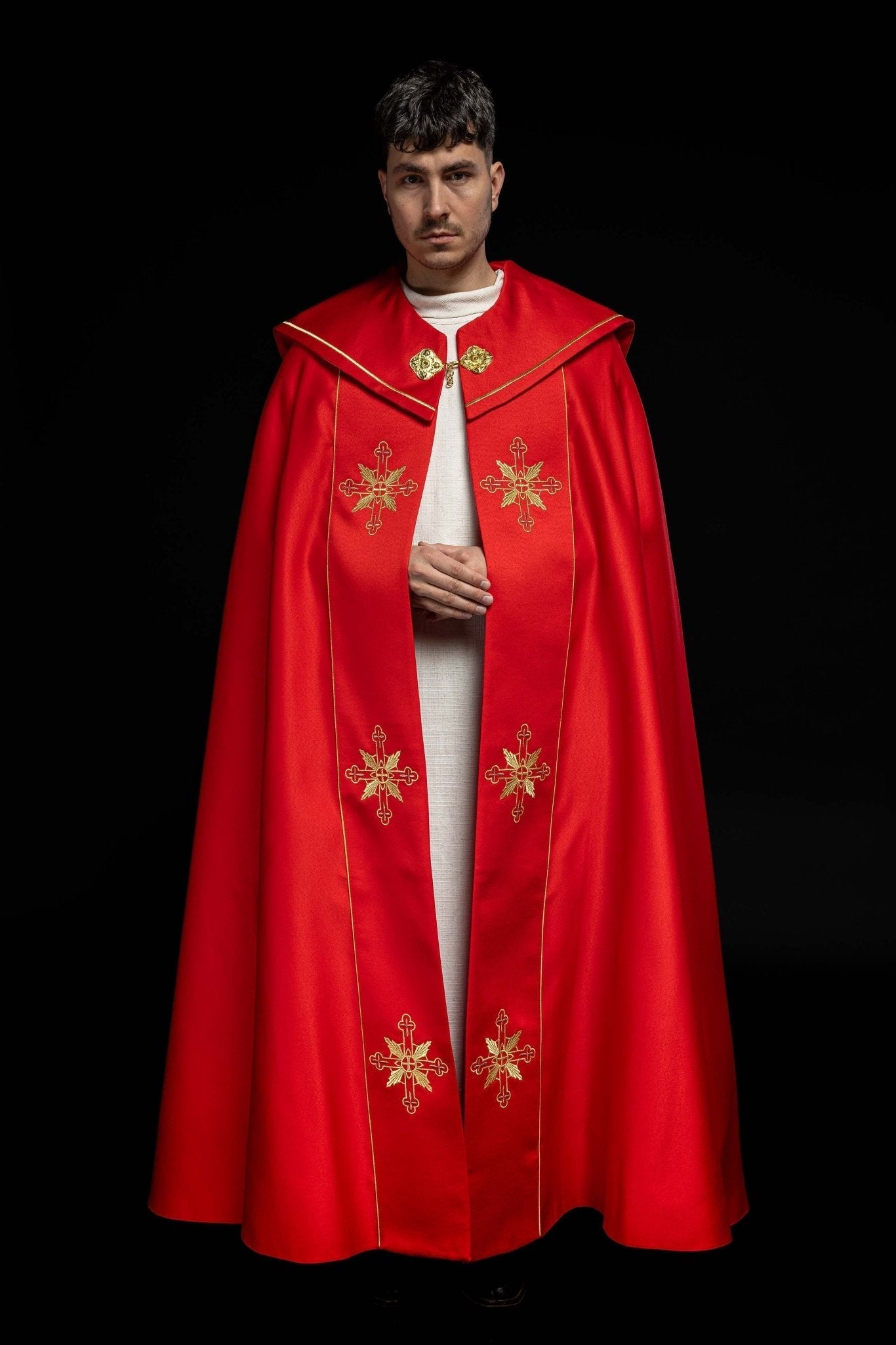 Piviale rosso con monogramma IHS KKP/023/02/20 145cm - PERILPRETE.IT