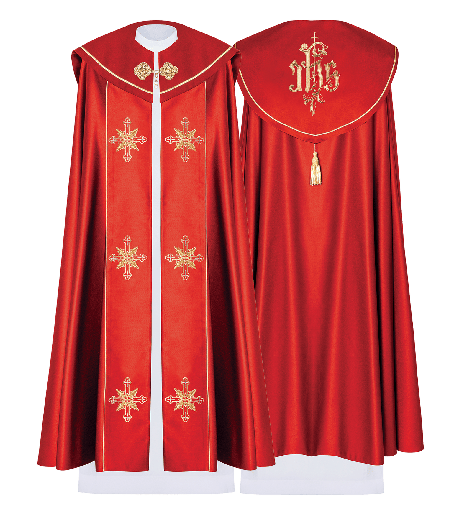 Piviale rosso con monogramma IHS KKP/023/02/20 145cm - PERILPRETE.IT