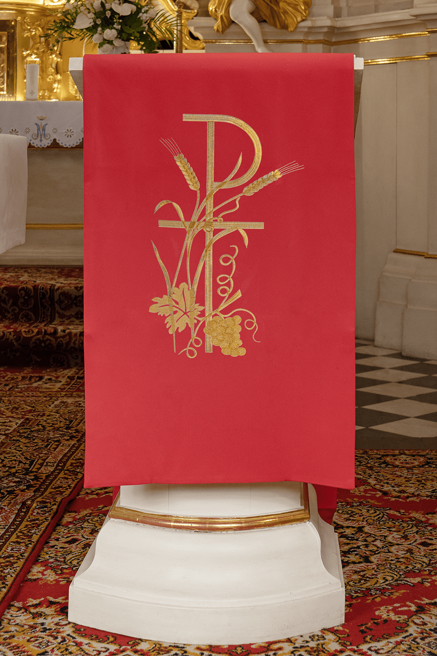 Rosso coprileggio con Croce e Pax KMO/027/02/01 CZERWONY 55*250 - PERILPRETE.IT