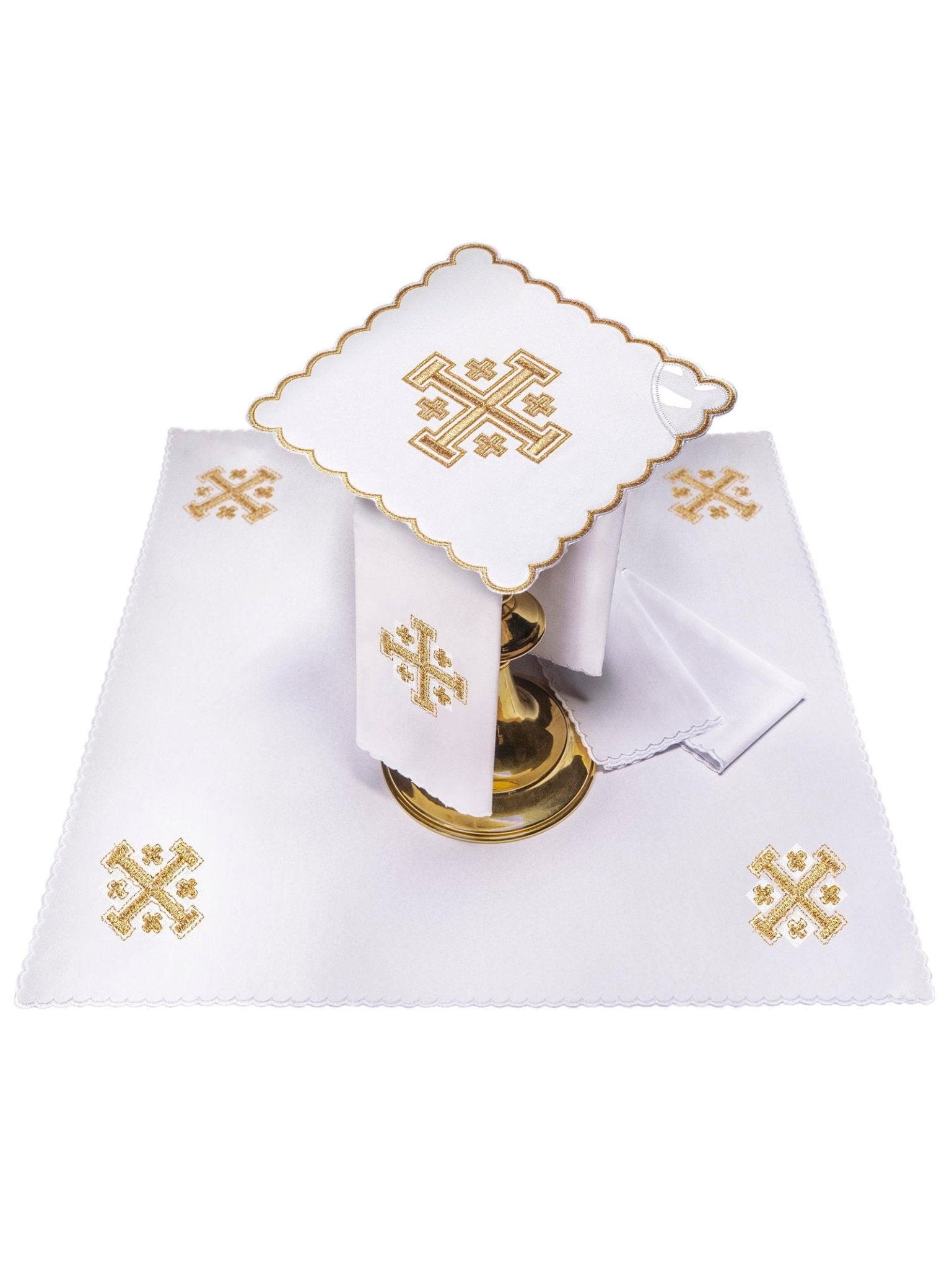 Servizio da Messa bianco con ricamo croce KK/030/04 - PERILPRETE.IT