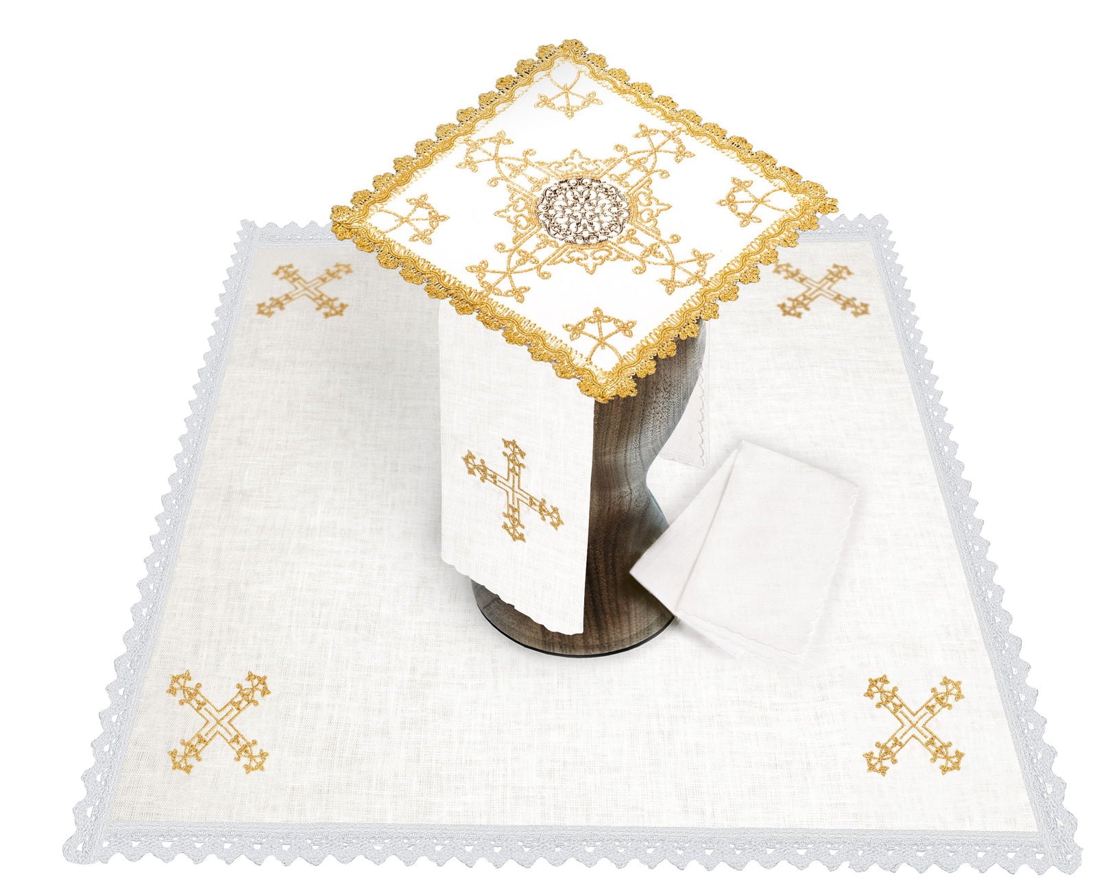 Servizio da Messa in lino con decorazione di metallo HA/5004 - PERILPRETE.IT