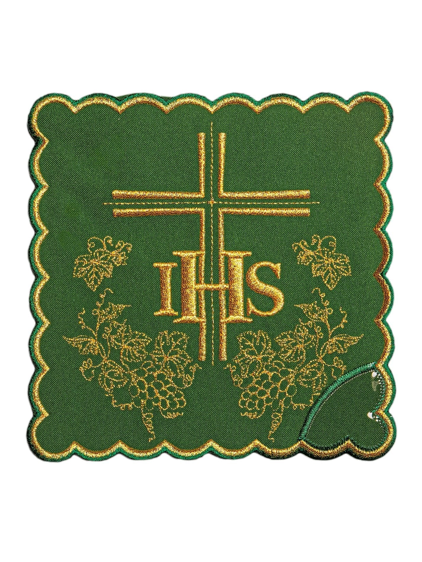 Servizio da Messa ricamato verde IHS KK/156/01 - PERILPRETE.IT