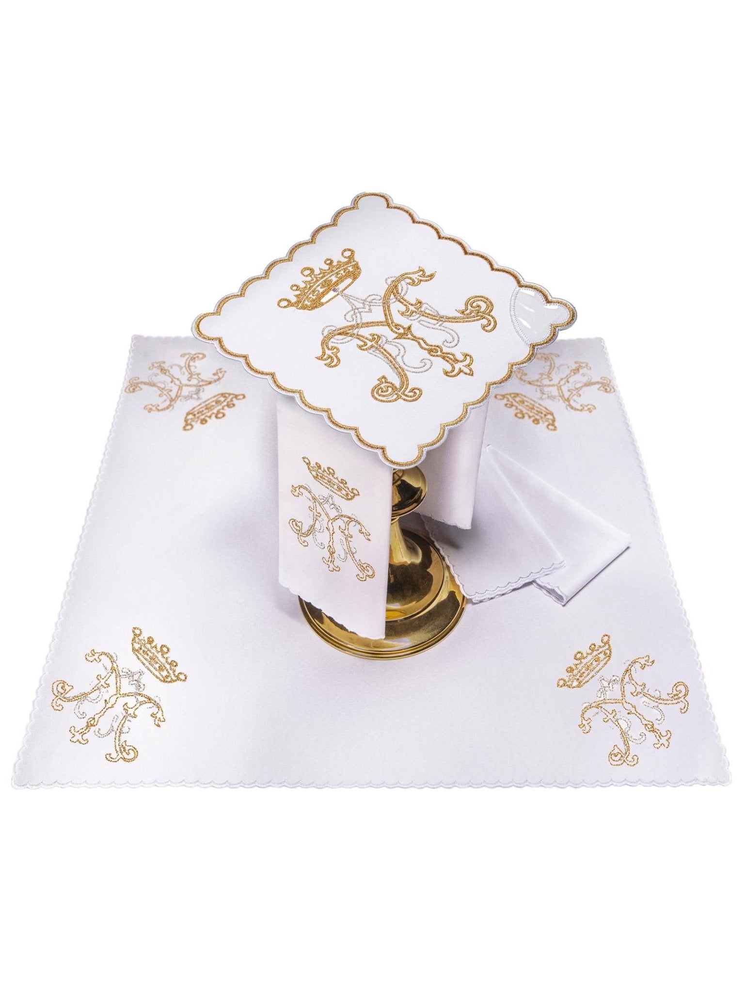 Servizio Messa con ricamo oro mariano KK/020 - PERILPRETE.IT