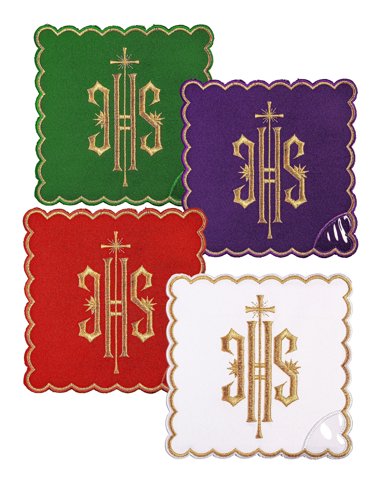 Set di palli con il simbolo IHS in quattro colori liturgici KPA4/029 18*18 - PERILPRETE.IT