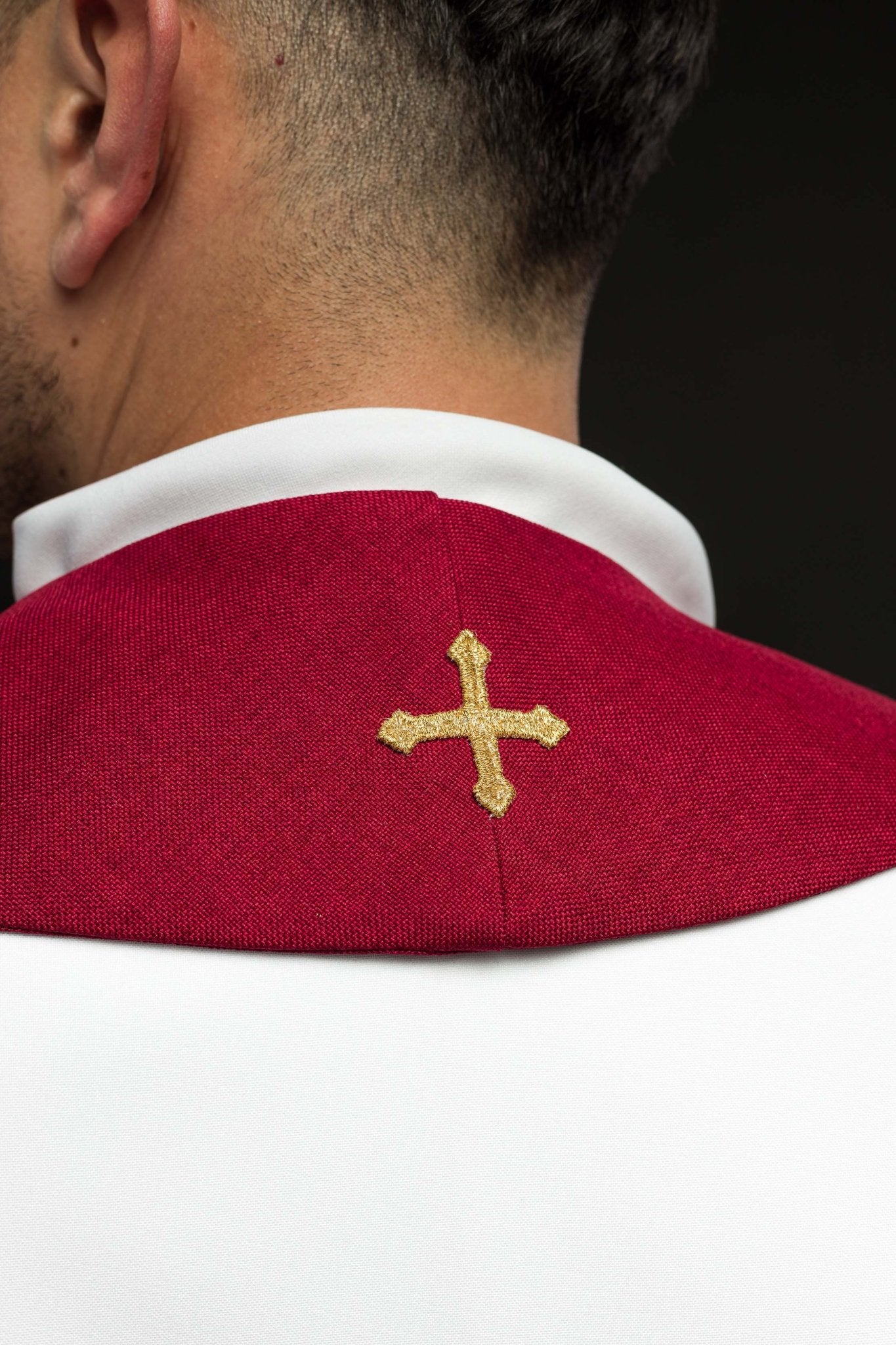 Stola liturgica rossa ricamata con simbolo IHS S-2067-02-70 - PERILPRETE.IT