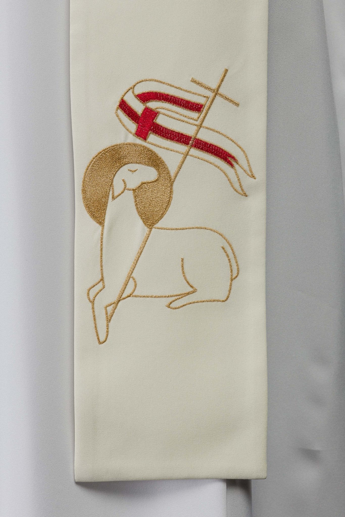 Stola ricamata Agnello di Dio KST/017/05/01 ECRU - PERILPRETE.IT