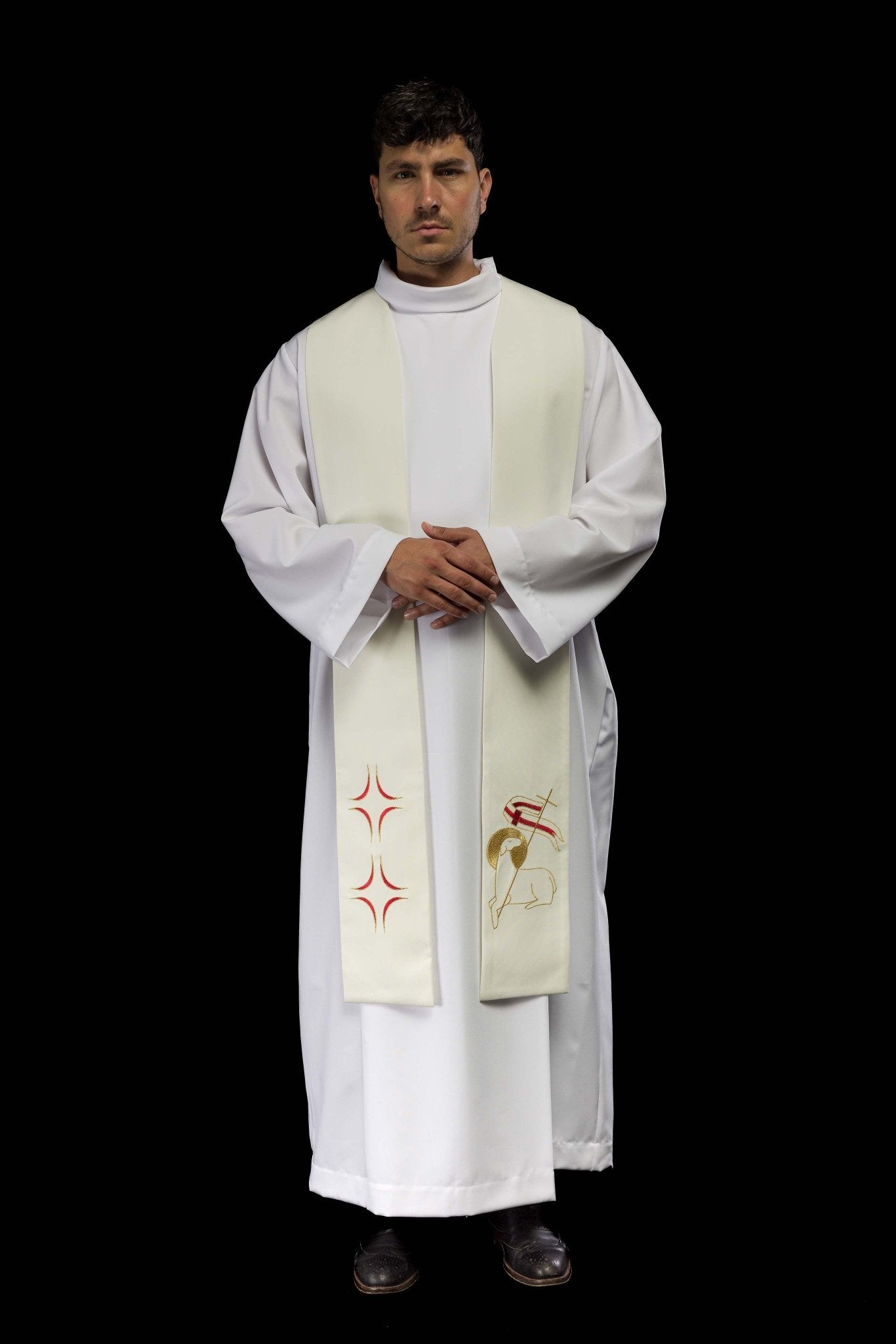 Stola ricamata Agnello di Dio KST/017/05/01 ECRU - PERILPRETE.IT