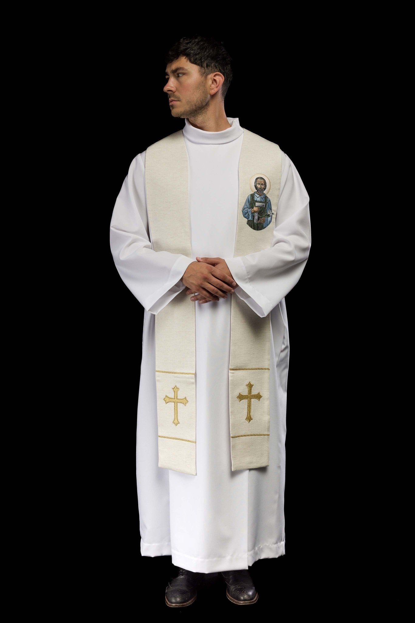 Stola ricamata con l'immagine di San Giuseppe Lavoratore KSW2/011/05/49 - PERILPRETE.IT