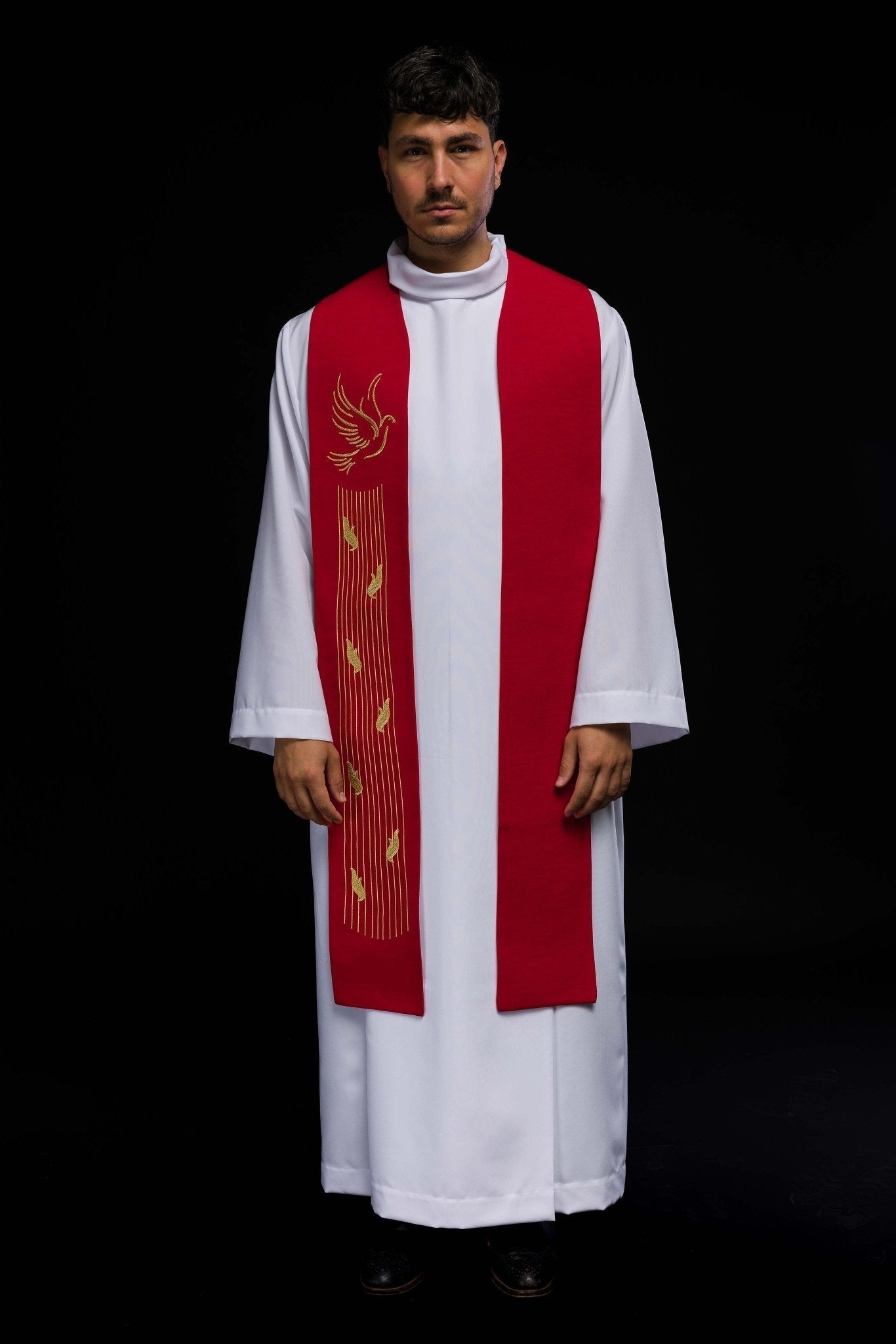 Stola Rossa ricamata Spirito Santo KST/218/02/62 CZERWONY - PERILPRETE.IT
