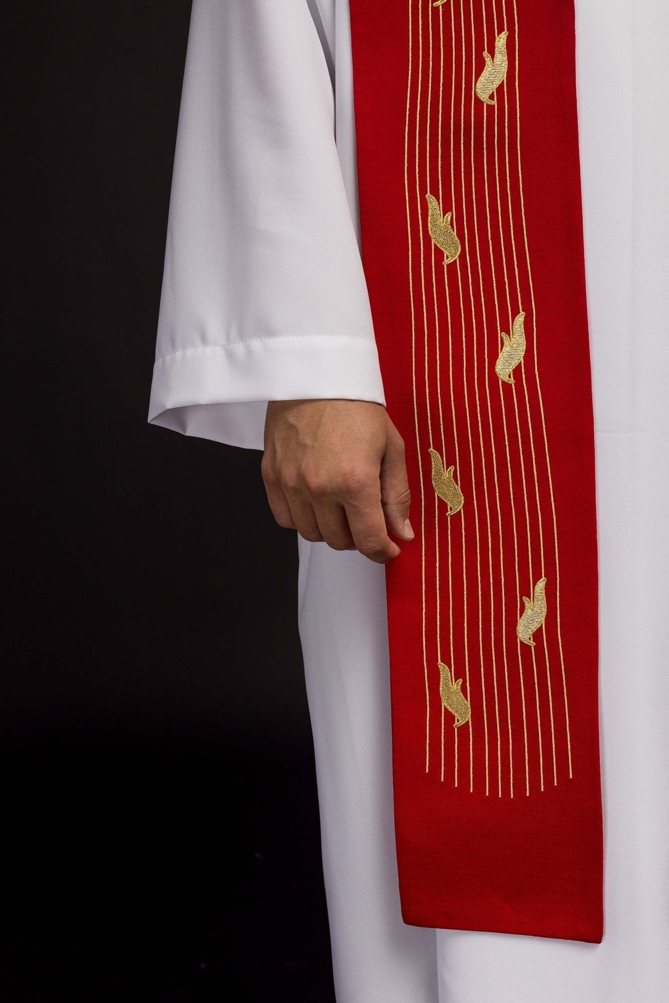 Stola Rossa ricamata Spirito Santo KST/218/02/62 CZERWONY - PERILPRETE.IT