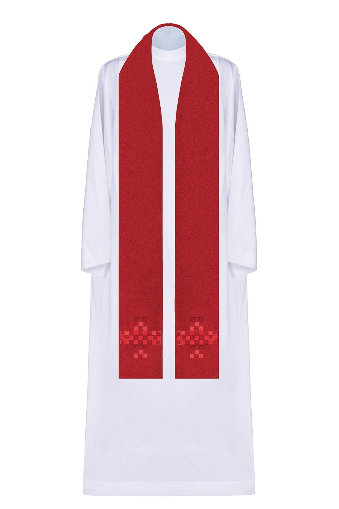 Stola sacerdotale di colore rosso con croce in mosaico 18 - 2001 - 02 CZERWONY - PERILPRETE.IT