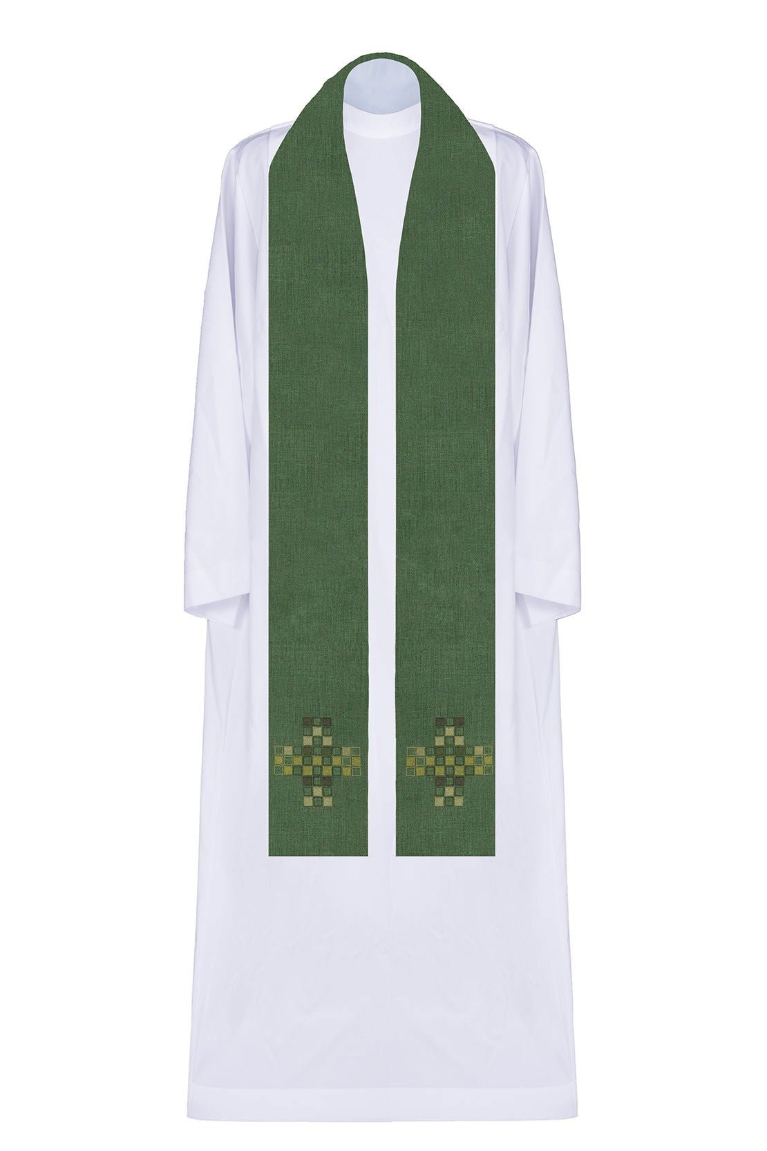 Stola sacerdotale di colore verde con croce in mosaico 18 - 2001 - 01 ZIELONY - PERILPRETE.IT