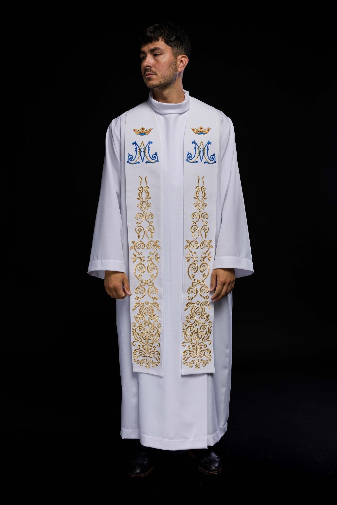Stola sacerdotale ricamata bianca Mariano KST/056/04/01 BIAŁY - PERILPRETE.IT