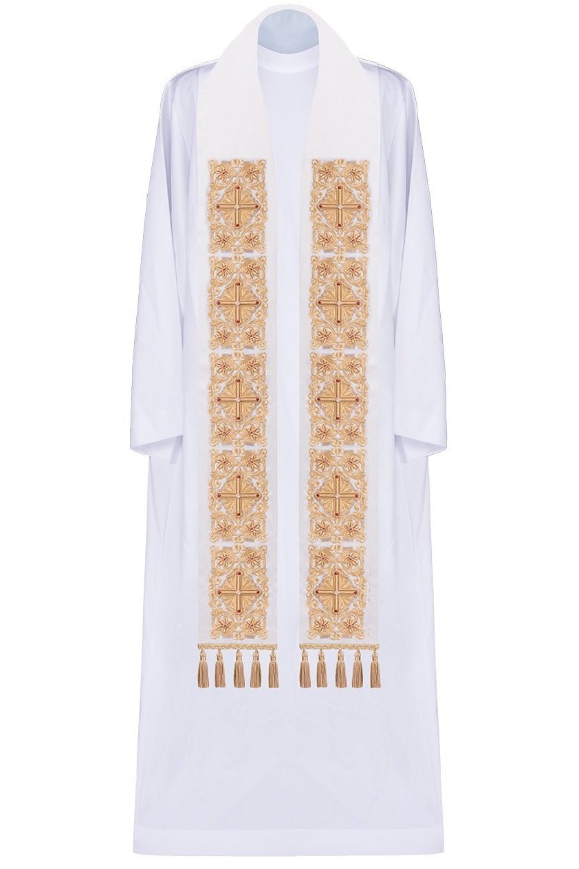 Stola sacerdotale ricamata e decorata con le pietre LE/2110/10 - PERILPRETE.IT