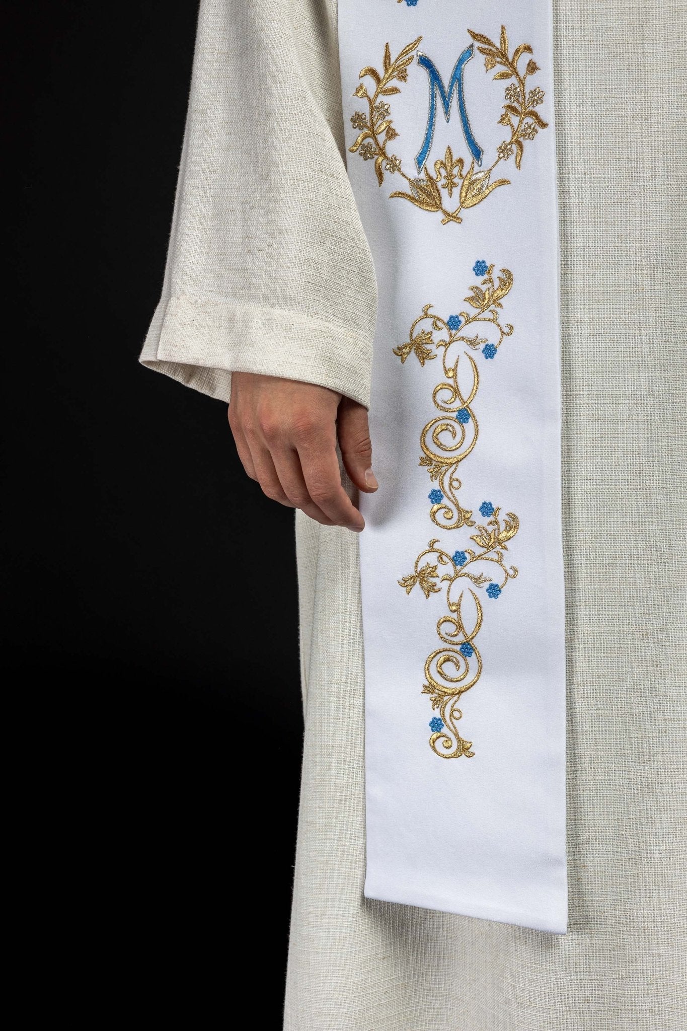 Stola sacerdotale ricamata Mariano bianca KST/032/04/01 BIAŁY - PERILPRETE.IT