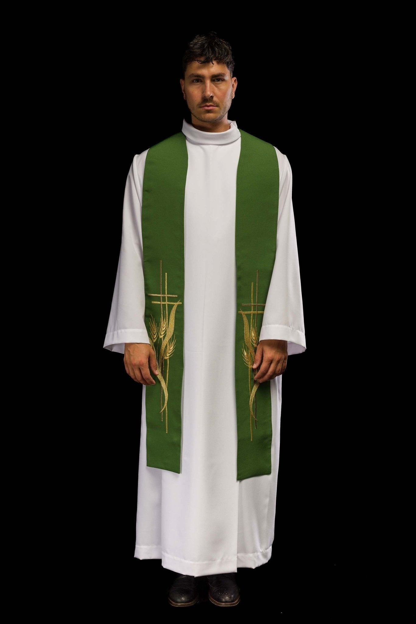 Stola sacerdotale verde ricamata KST/083/01/01 ZIELONY - PERILPRETE.IT