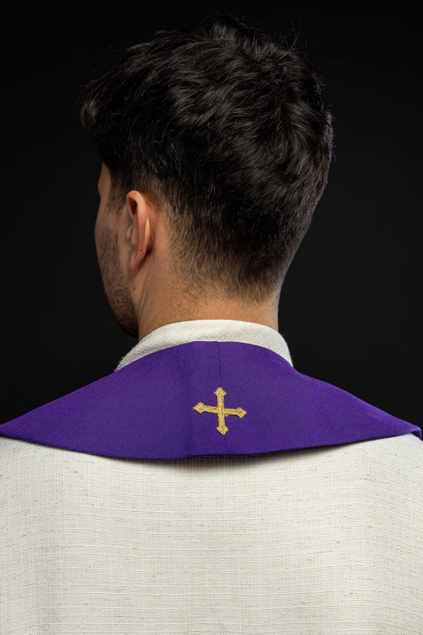 Stola sacerdotale viola ricamata Alfa e Omega KST/075/03/01 FIOLET - PERILPRETE.IT