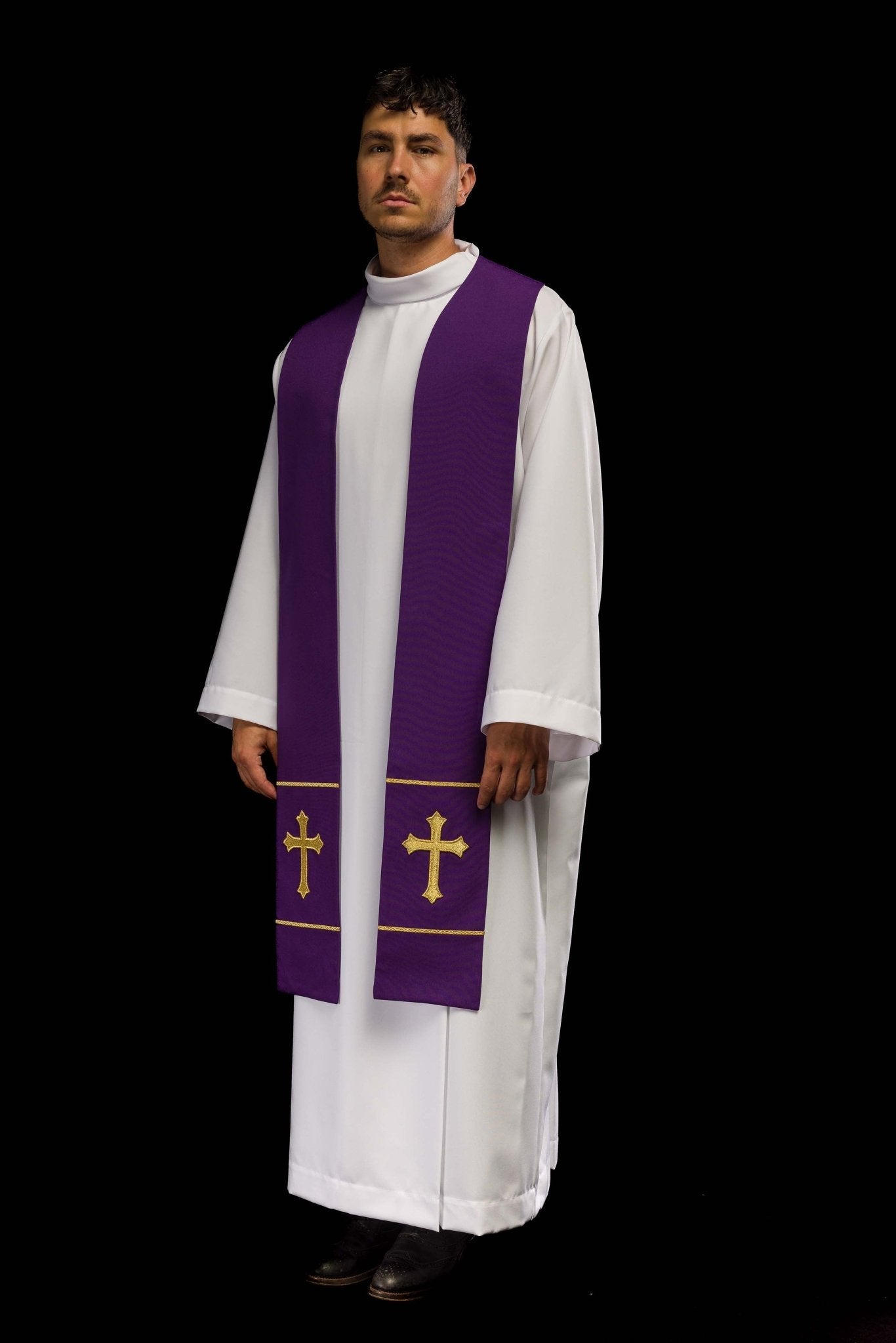 Stola sacerdotale viola ricamata Croce KST/063/03/01 FIOLET - PERILPRETE.IT