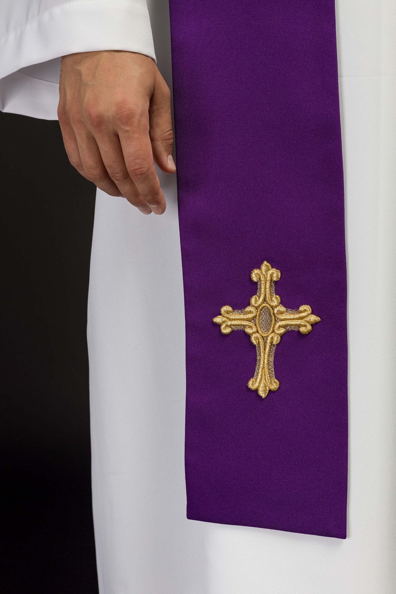 Stola sacerdotale viola ricamata croce e IHS KST/157/03/01 FIOLET - PERILPRETE.IT