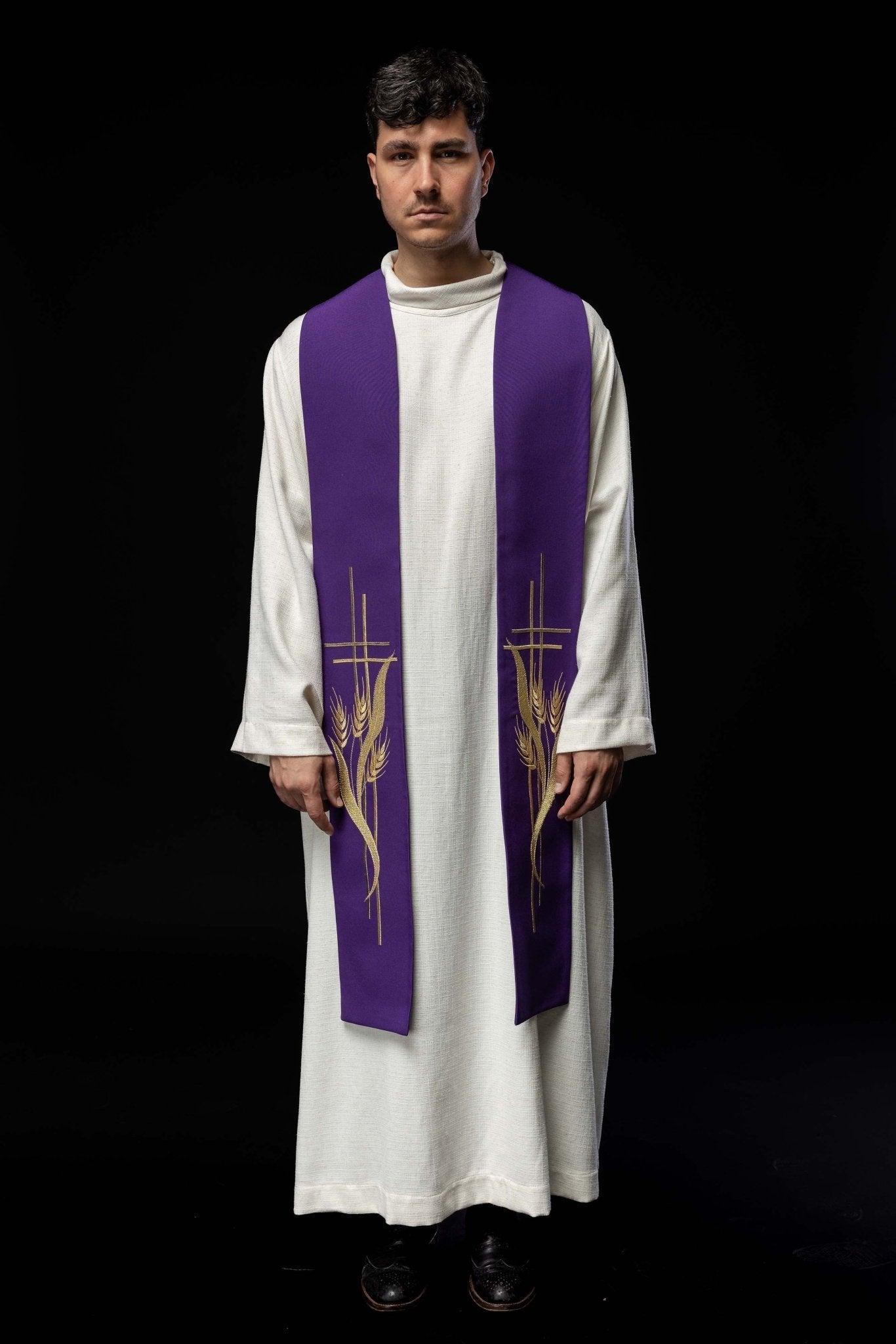 Stola sacerdotale viola ricamata viola KST/083/03/01 FIOLET - PERILPRETE.IT