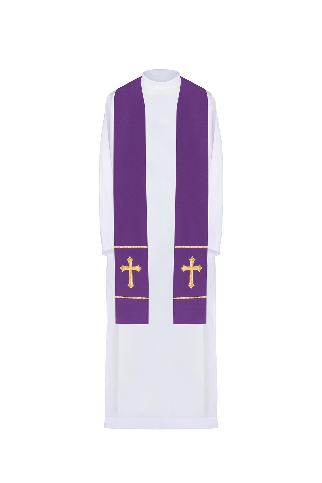 Stola sacerdotale viola ricamata Croce