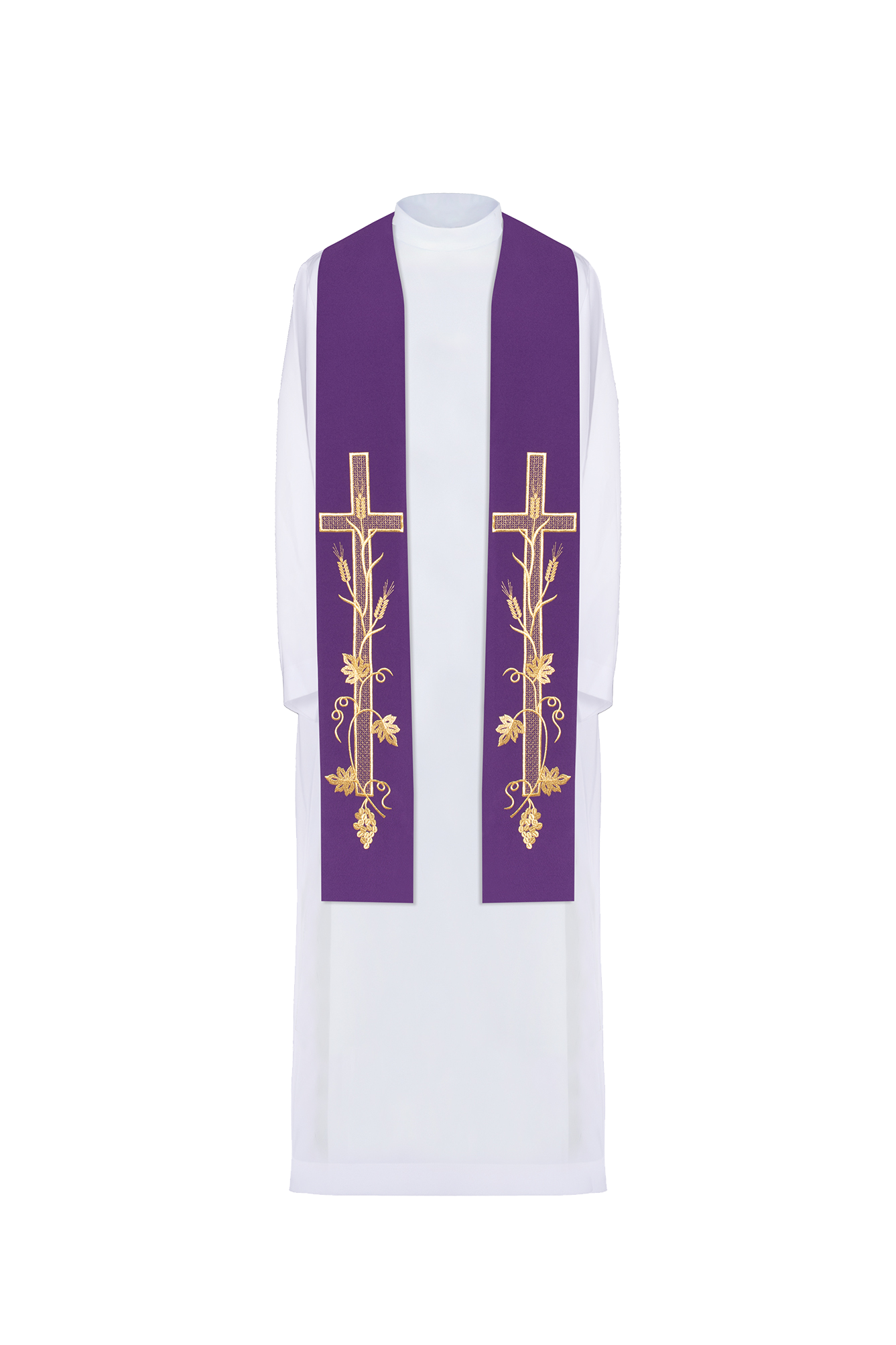 Stola sacerdotale viola ricamata Croce