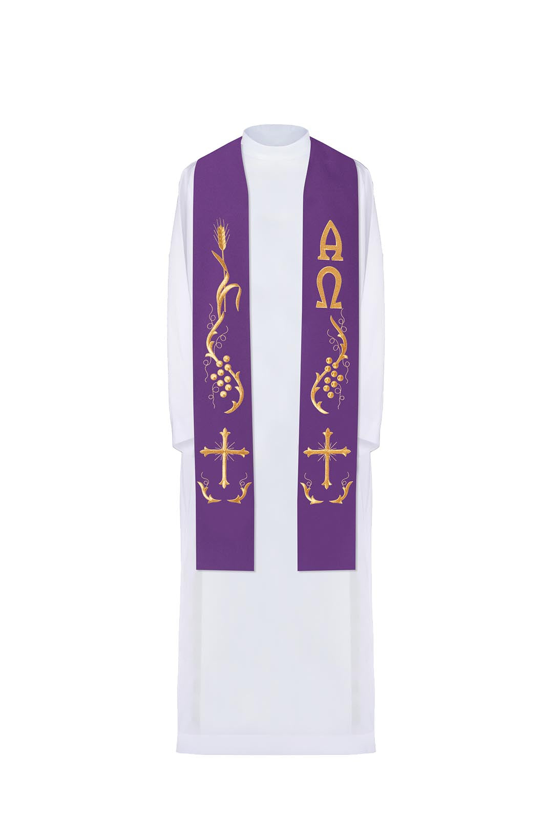 Stola sacerdotale ricamata viola