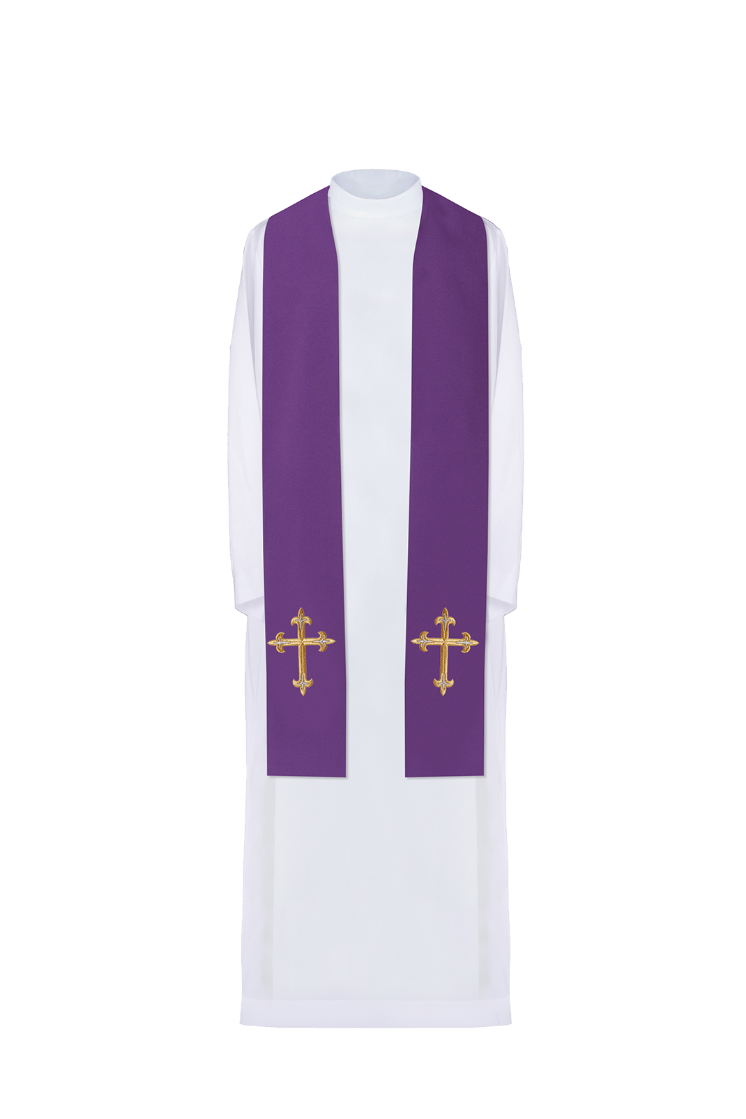 Stola sacerdotale ricamata Croce viola