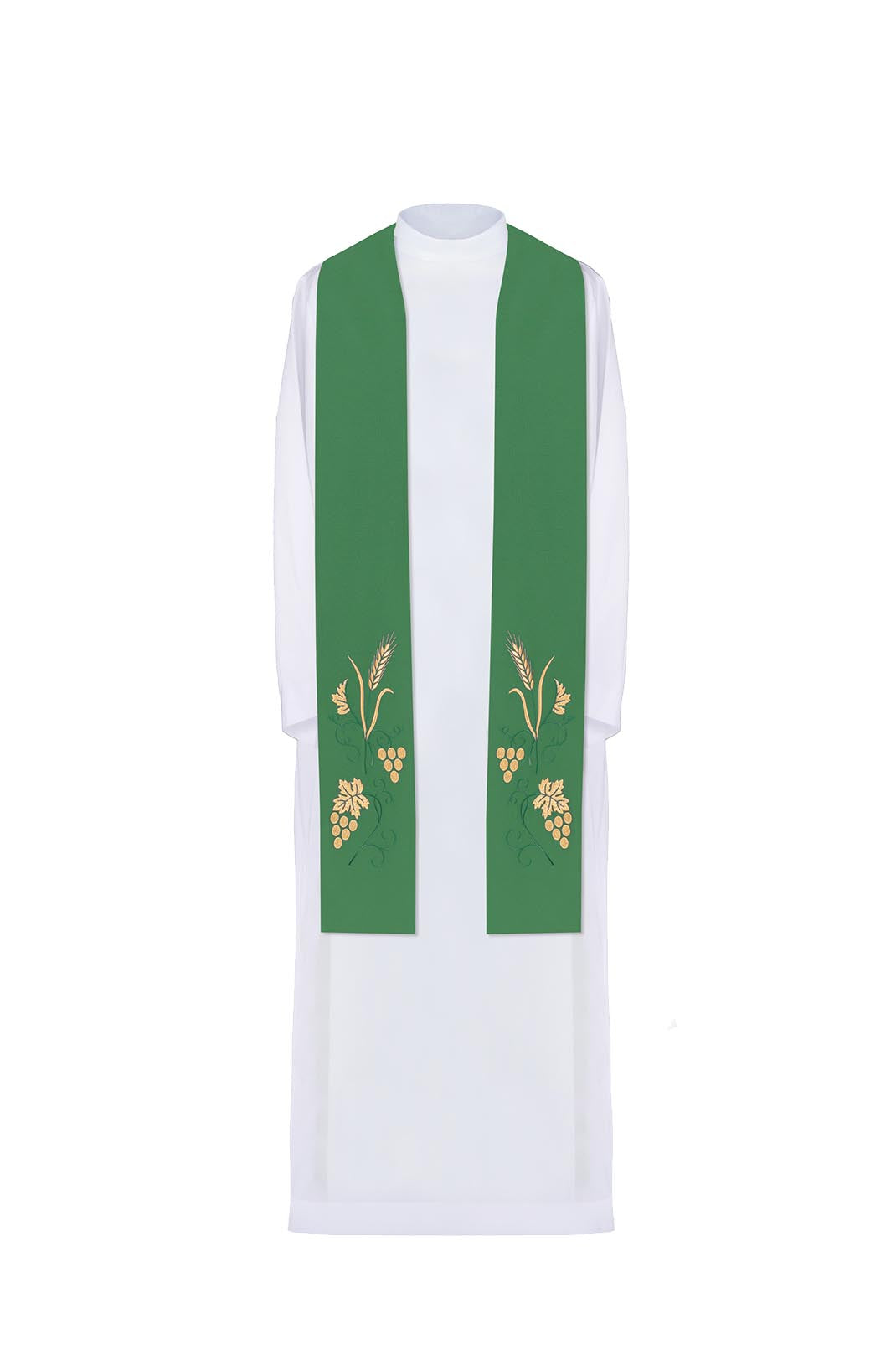 Stola sacerdotale ricamata uva e spighe in colore verde