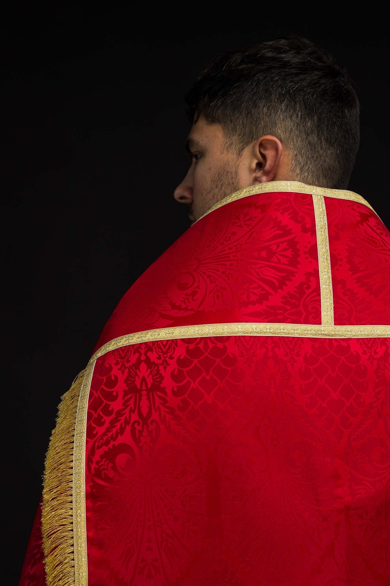Żakardowa kapa rzymska gładka Czerwona