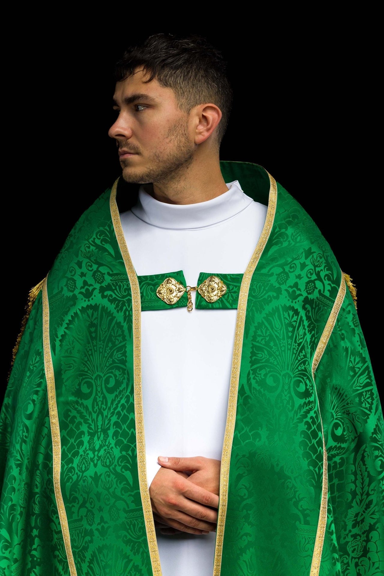 Żakardowa kapa rzymska gładka Zielona